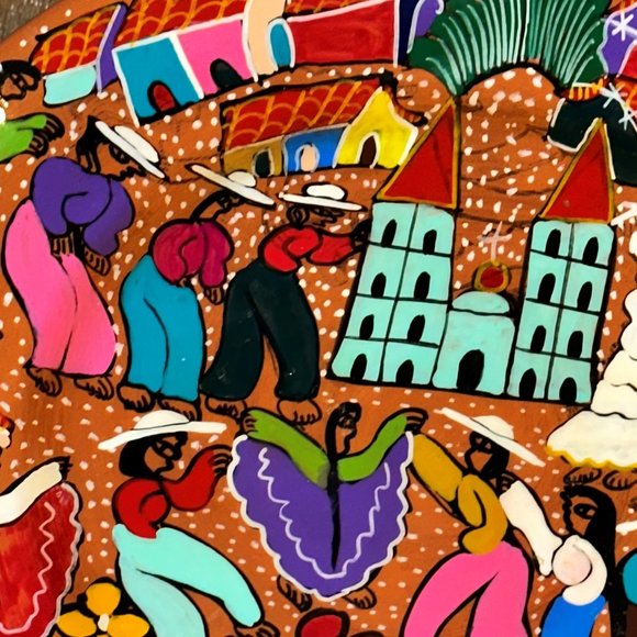 Hand Painted Mexican Folk Art WEDDING Story Plate - Picture 4 of 9